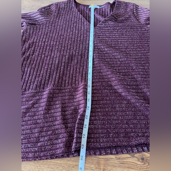 Womens Plus Size Calvin Klein Purple Metallic Ribbed V-Neck Tunic Top - Picture 11 of 11